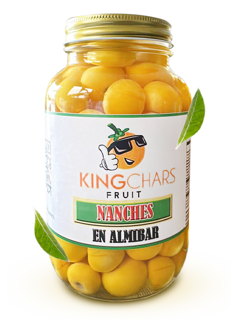 Frasco de Nanches en Almíbar King Chars. Nanche en conserva con etiqueta de Nancito.